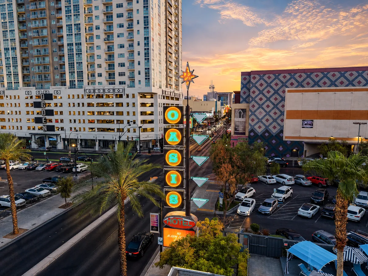 The vintage Casino sign at dusk
